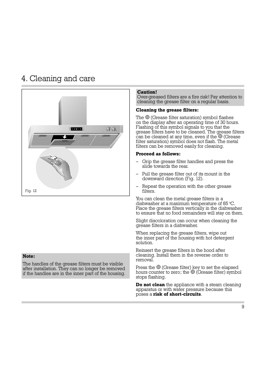 Electrolux AH 360-120 manual Cleaning and care 