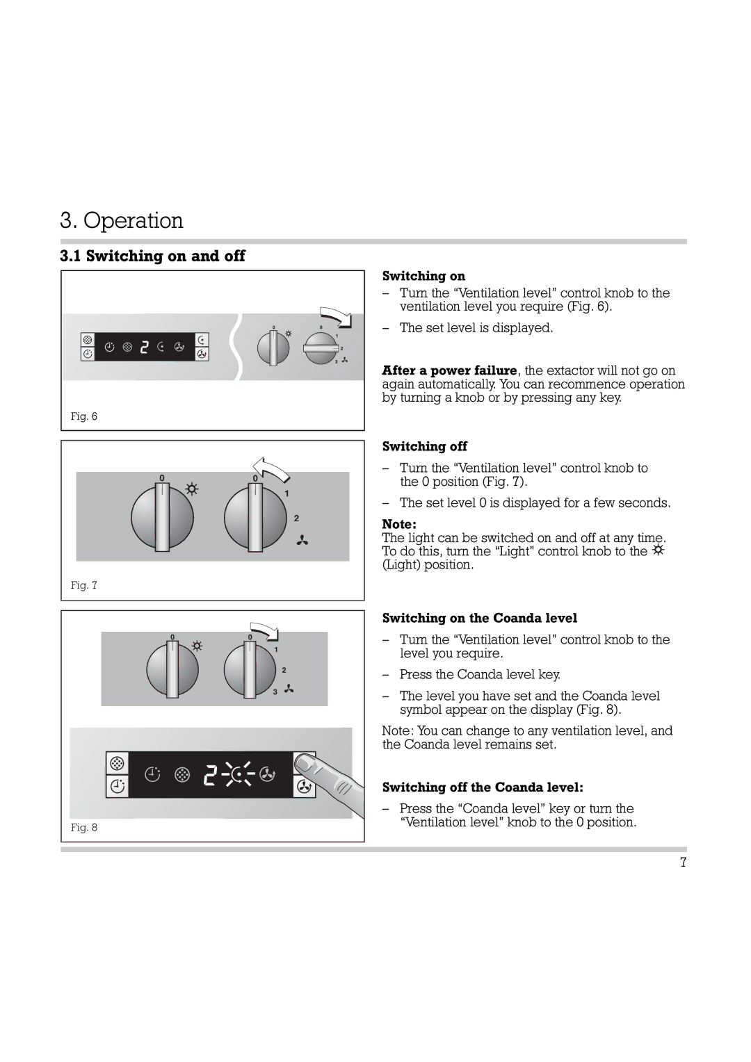 Electrolux AH 360-120 manual Operation, Switching on and off 