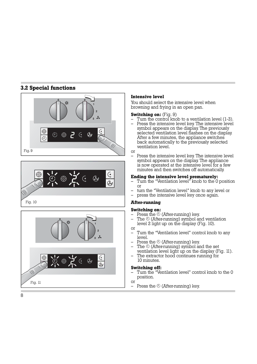 Electrolux AH 360-120 manual Special functions 