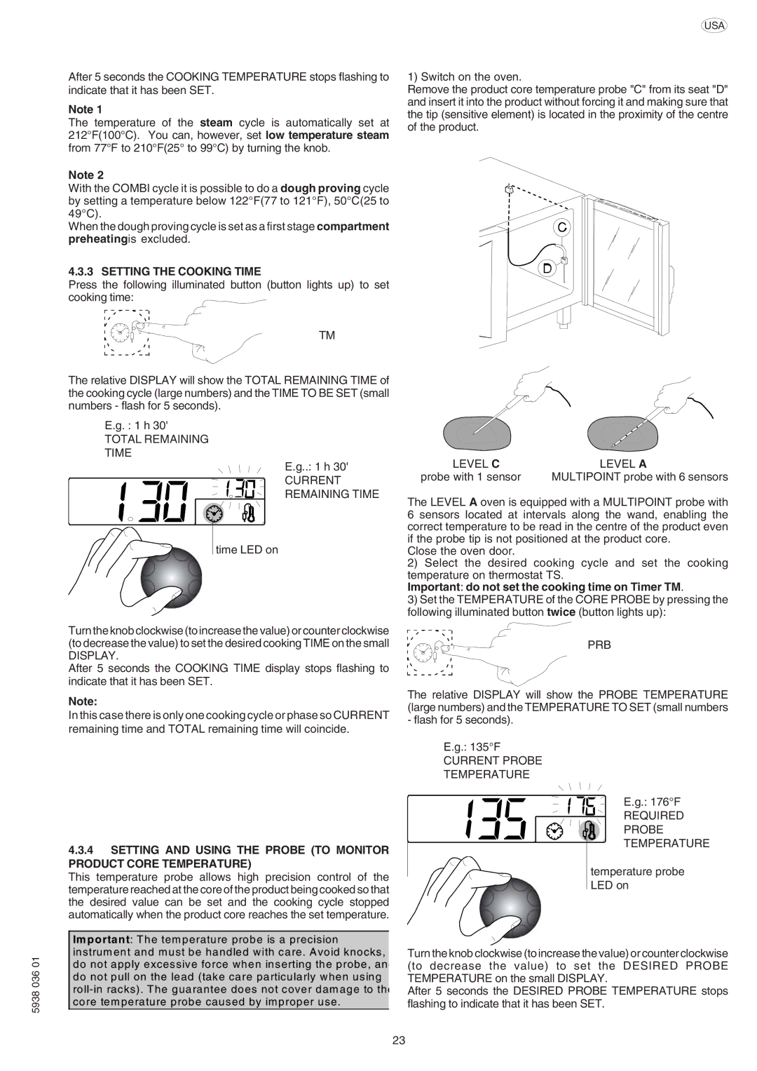 Electrolux AOS061E manual Setting the Cooking Time, Important do not set the cooking time on Timer TM 