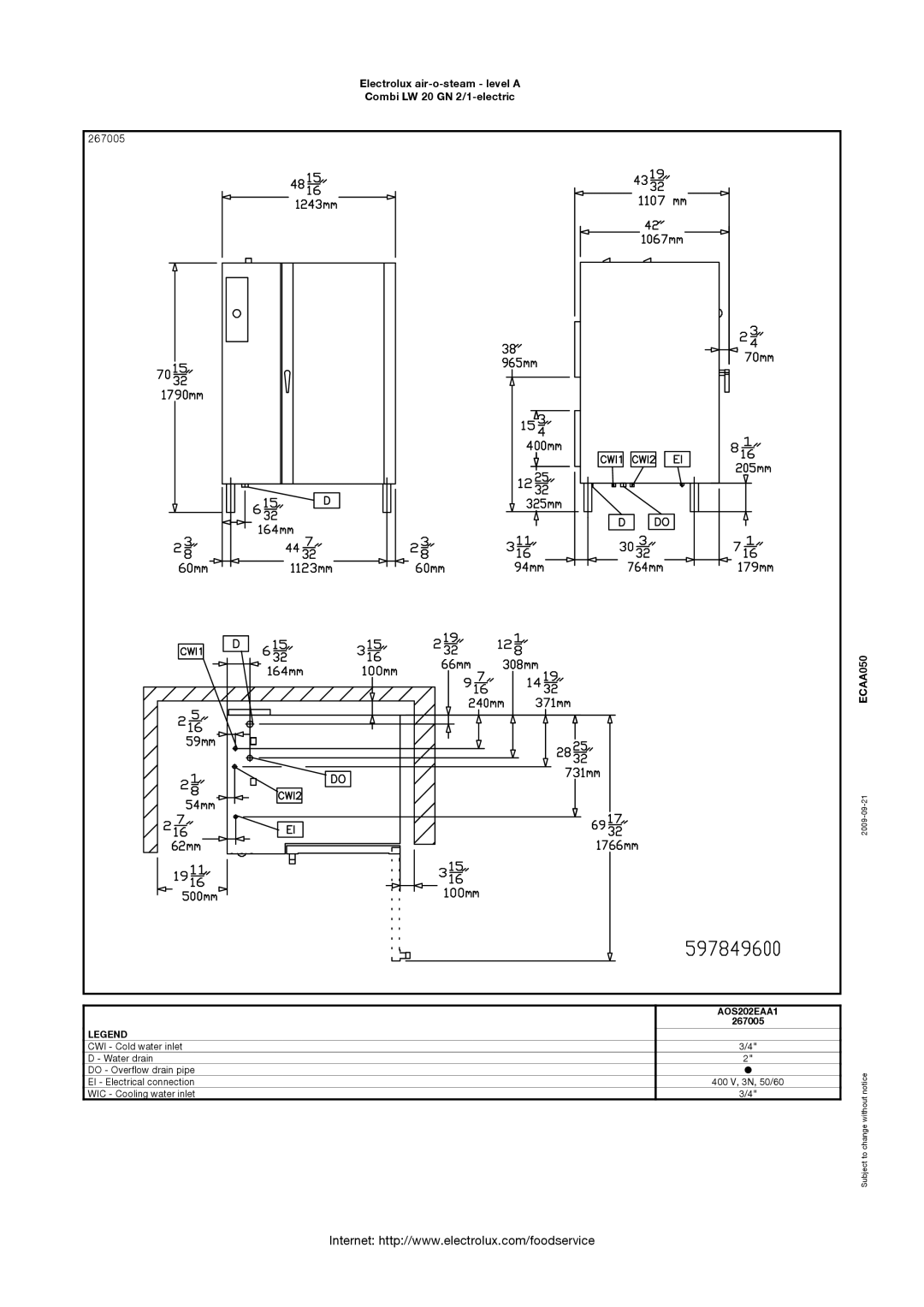 Electrolux AOS202EAA1, 267005 manual 2009-09-21 