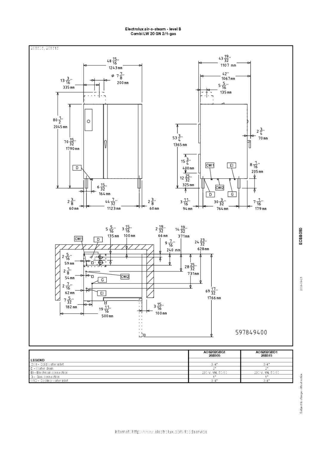 Electrolux AOS202GBD1, AOS202GBG1, 268515 manual 268505 