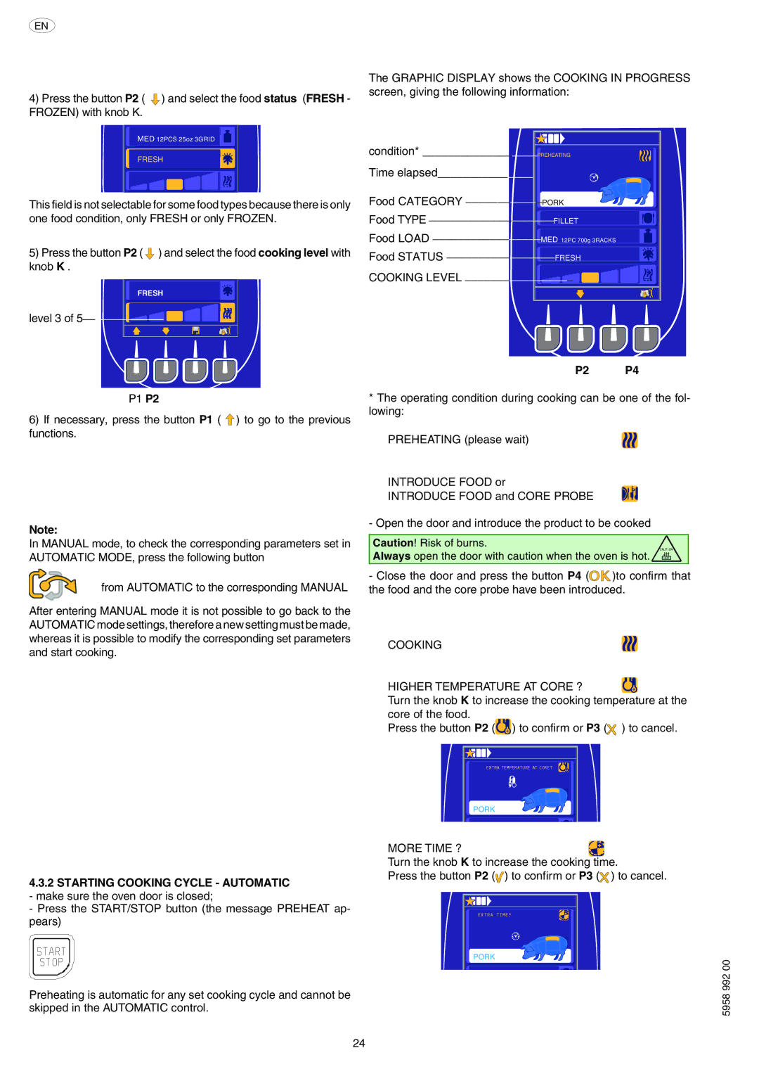 Electrolux AOW101E manual P2 P4, Cooking Higher Temperature AT Core ? 