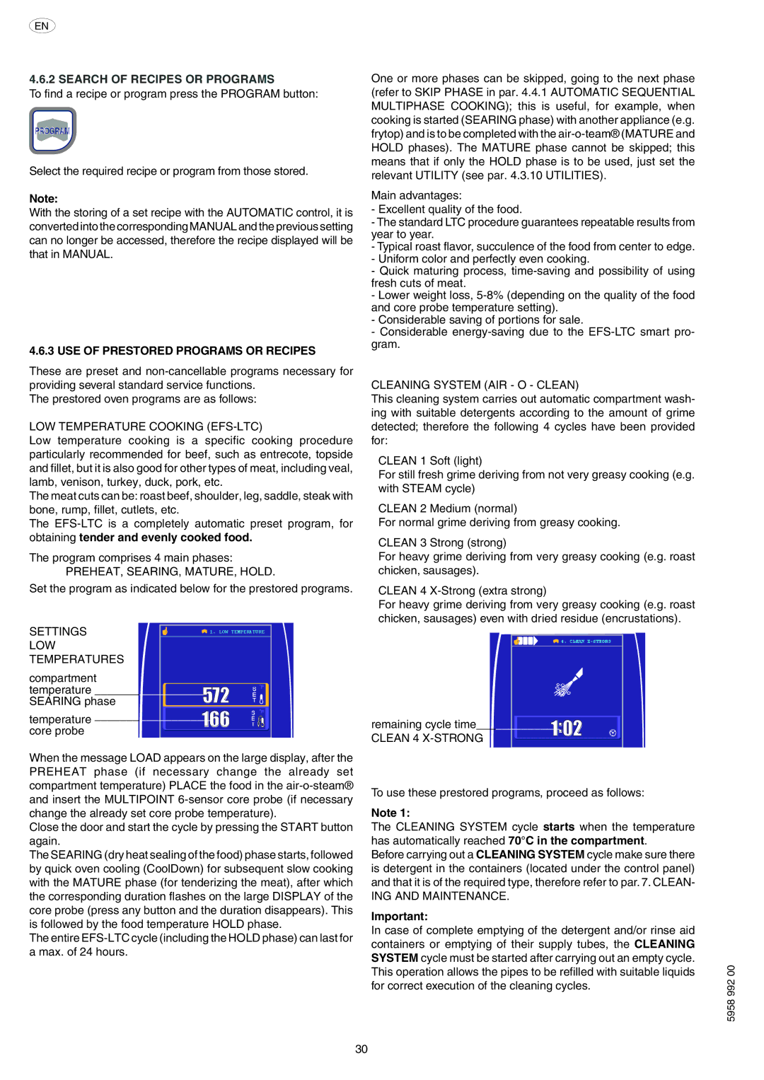 Electrolux AOW101E manual Search of Recipes or Programs, USE of Prestored Programs or Recipes 