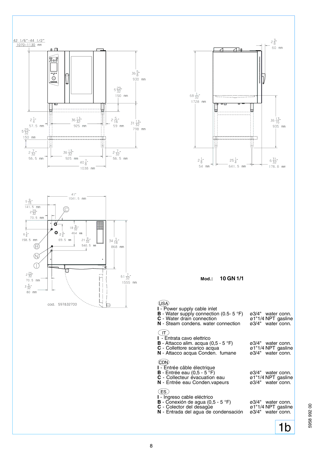 Electrolux AOW101E manual Mod GN 1/1 