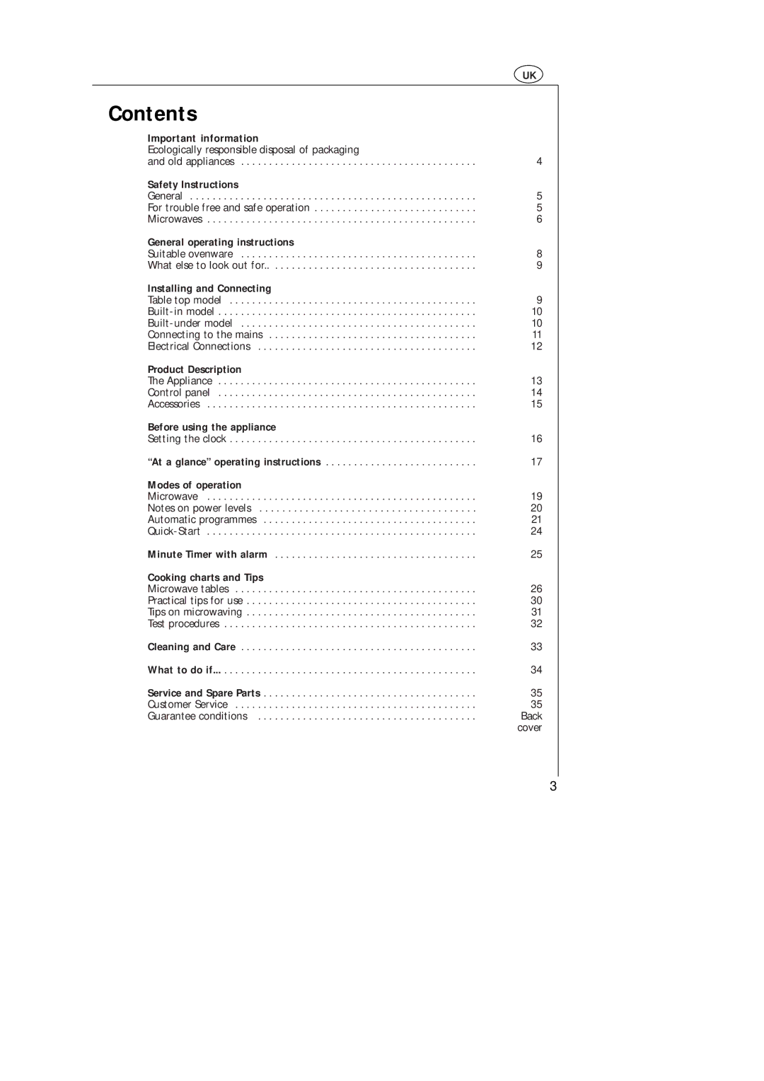 Electrolux AT 143 E, AT 143 U operating instructions Contents 