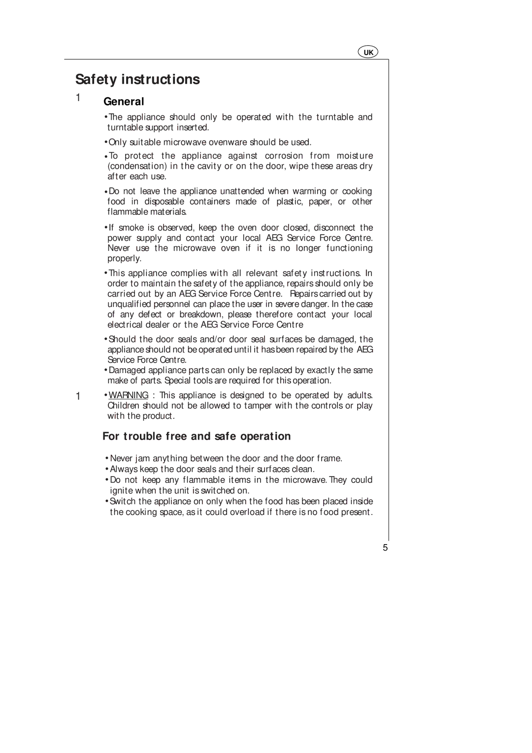 Electrolux AT 143 E, AT 143 U operating instructions Safety instructions, General, For trouble free and safe operation 