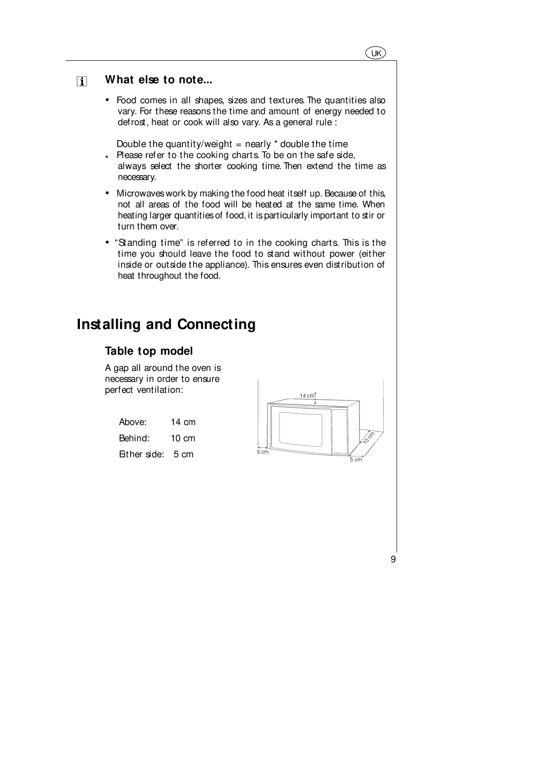 Electrolux AT 143 E, AT 143 U operating instructions Installing and Connecting, What else to note, Table top model 