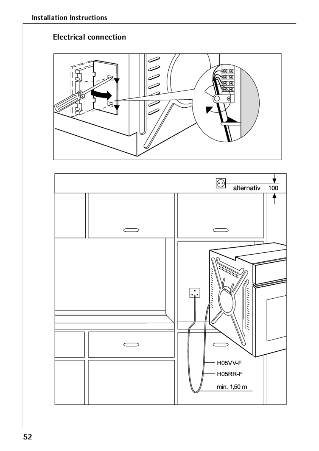 Electrolux B 2190 manual Electrical connection 