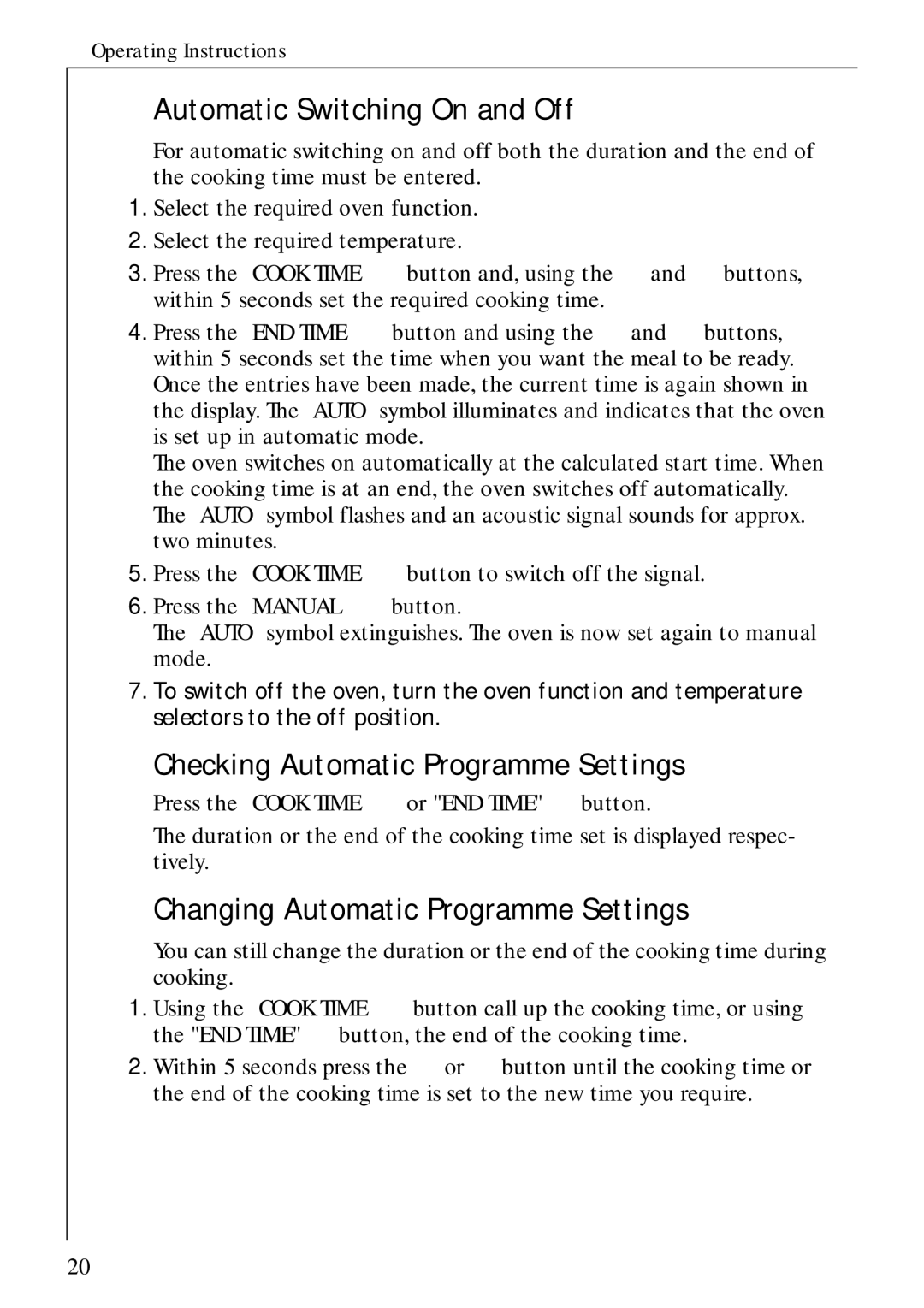 Electrolux B 4100 manual Automatic Switching On and Off, Checking Automatic Programme Settings 