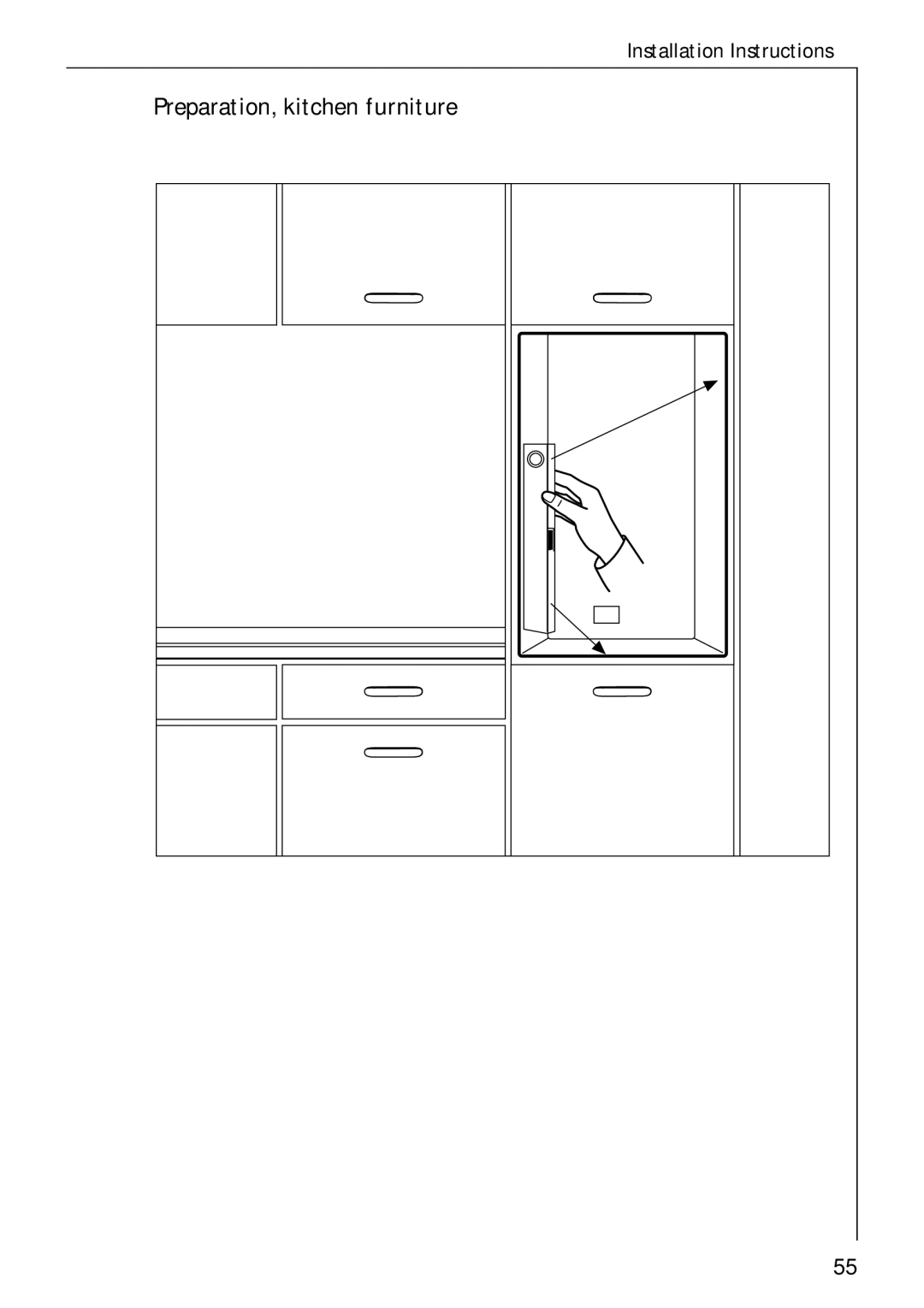 Electrolux B 4100 manual Preparation, kitchen furniture 