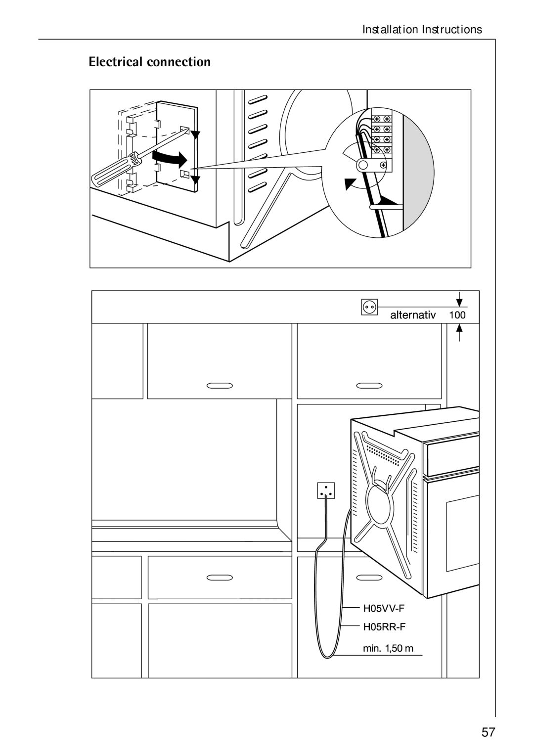 Electrolux B 4100 manual Installation Instructions, Electrical connection 