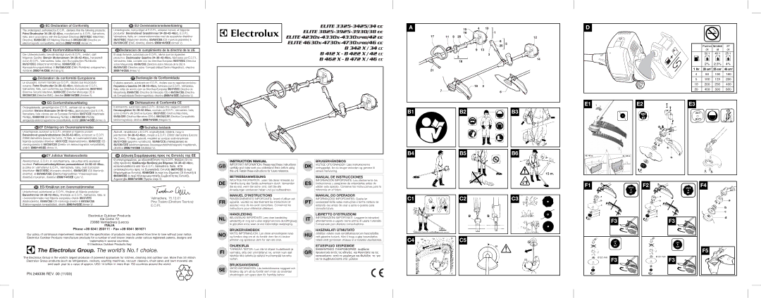 Electrolux B 342 X / 34 CC, B 412 X / 42 CC, 95390041400, 4330X instruction manual Electrolux Group. The world’s No.1 choice 