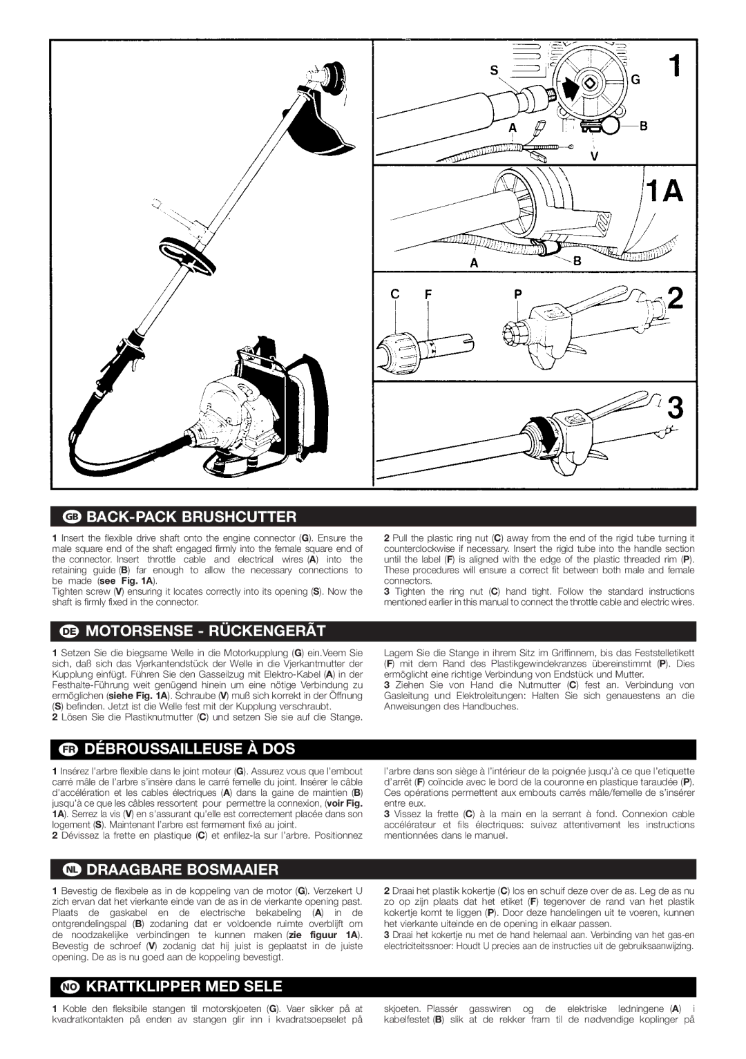 Electrolux B 422 X / 42 CC, B 412 X / 42 CC, B 342 X / 34 CC, 95390041400, 95390045500, 4230X/42 cc BACK-PACK Brushcutter 