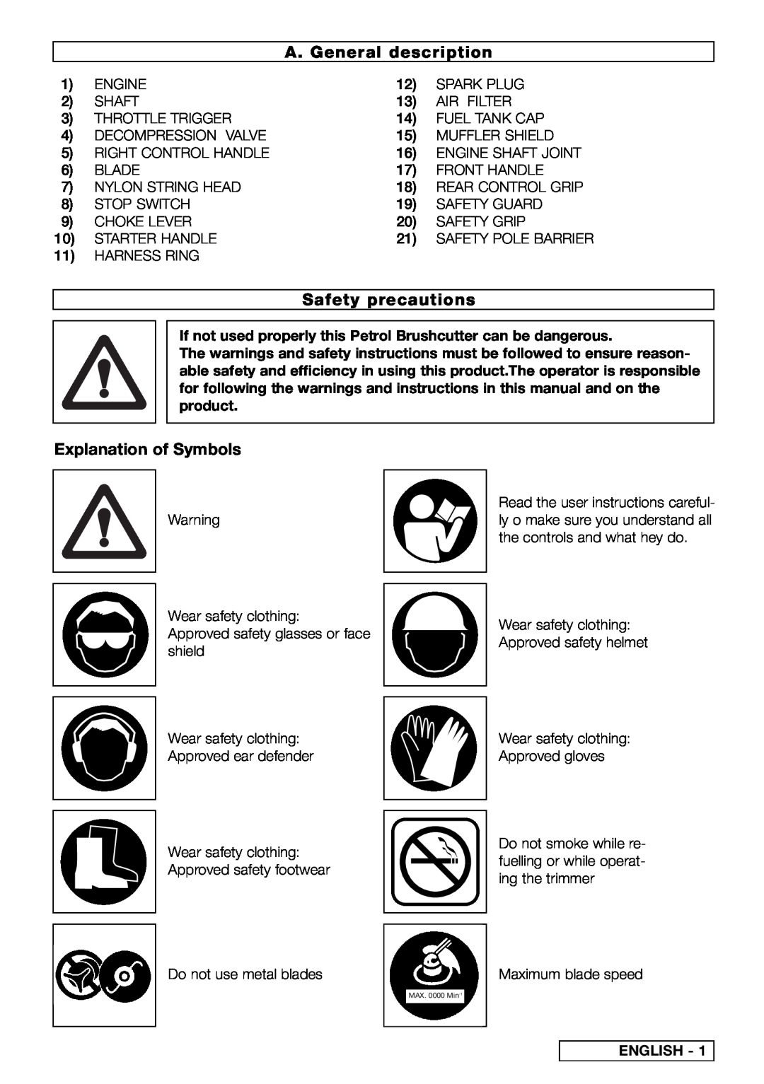 Electrolux 95390045500, B 412 X / 42 CC, B 342 X / 34 CC A. General description, Safety precautions, Explanation of Symbols 