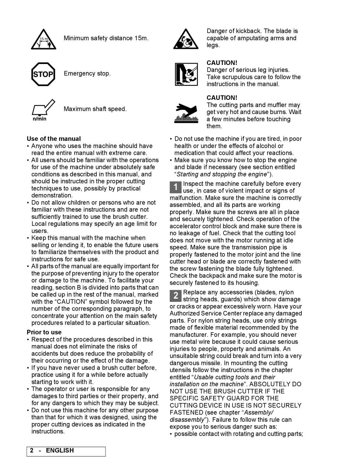 Electrolux B 462X BP, B 422X BP, B 522X BP Use of the manual, Prior to use 