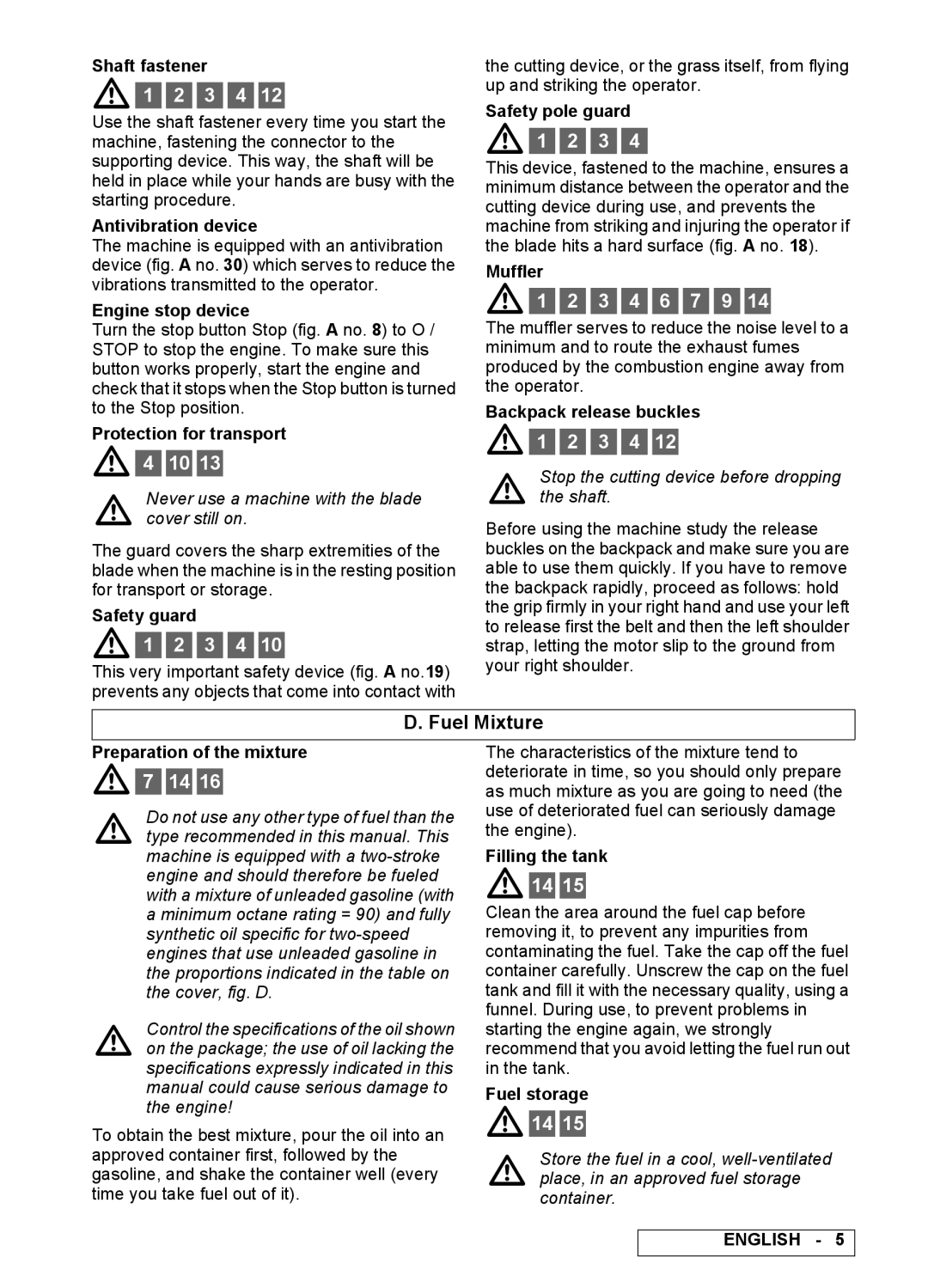 Electrolux B 462X BP, B 422X BP, B 522X BP manual 3 4 6 7 9, Fuel Mixture 