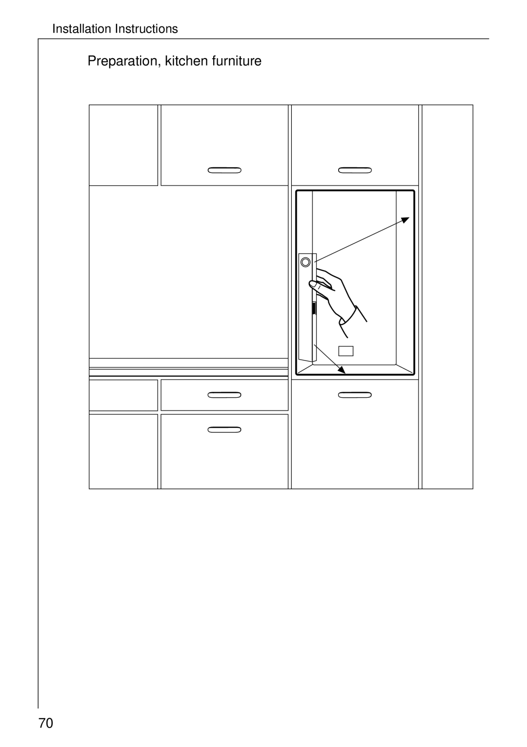 Electrolux B 81005 manual Preparation, kitchen furniture 