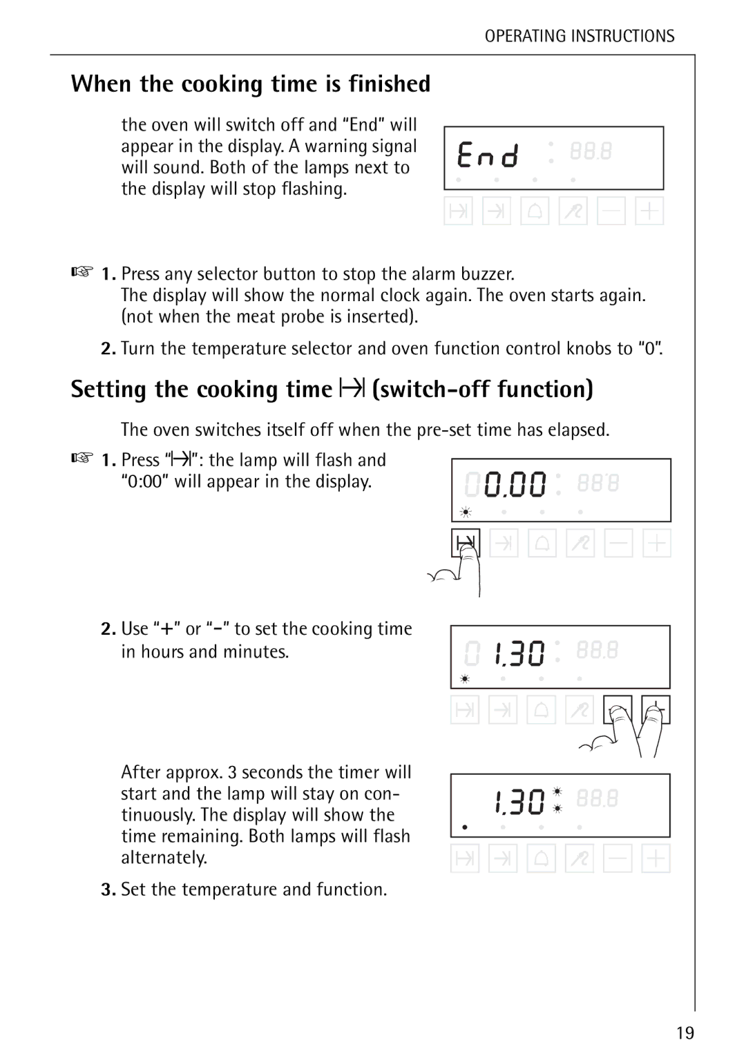 Electrolux B 8139-4-m manual When the cooking time is finished, Setting the cooking time 7 switch-off function 