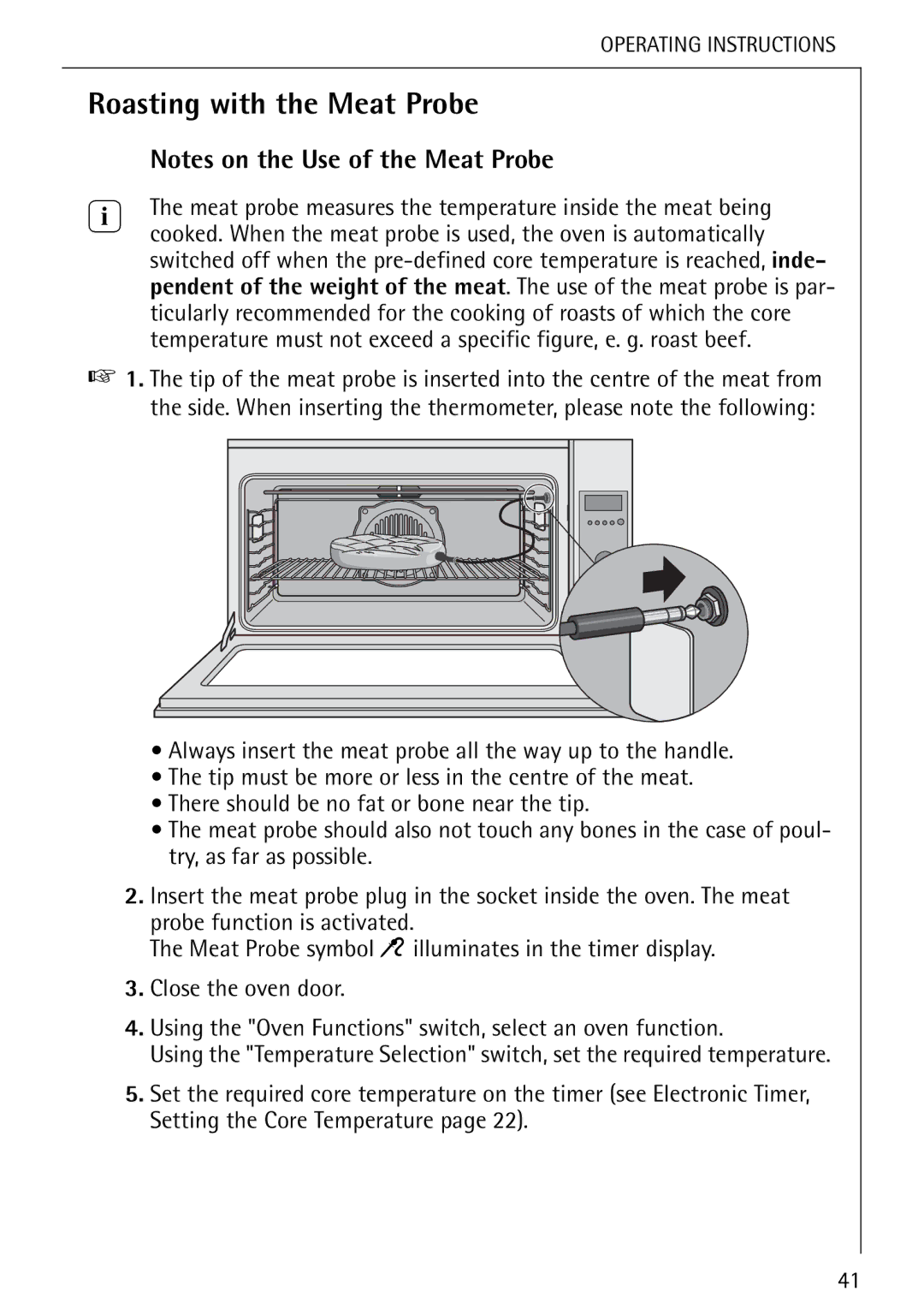 Electrolux B 8139-4-m manual Roasting with the Meat Probe 