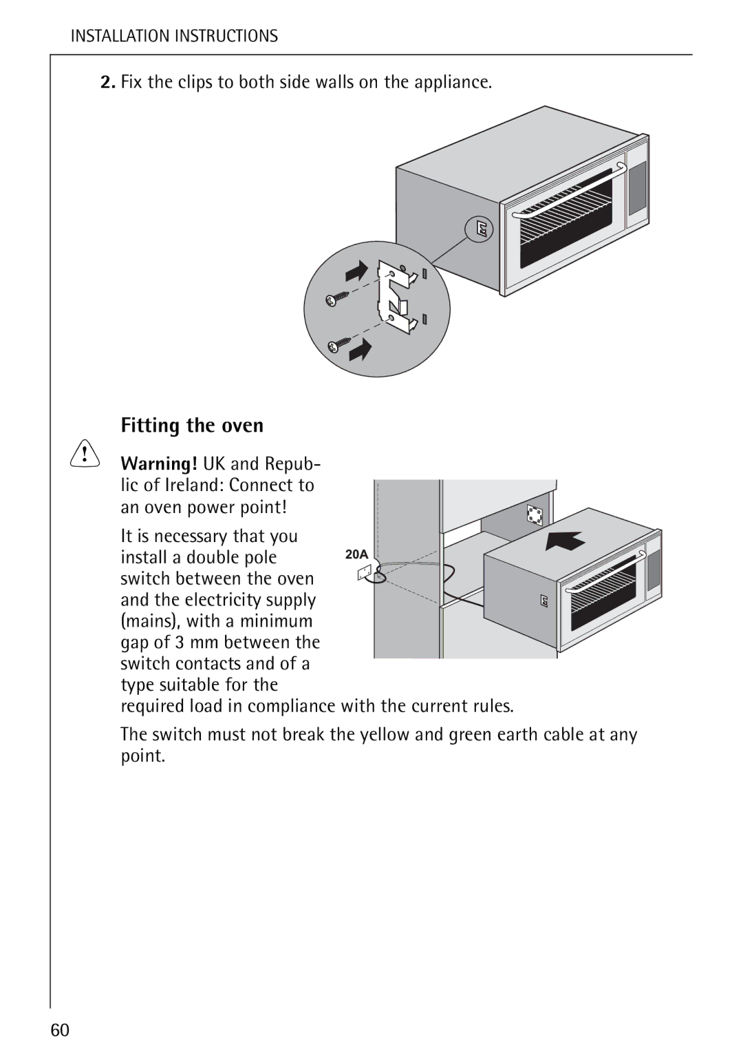 Electrolux B 8139-4-m manual Fitting the oven, An oven power point 