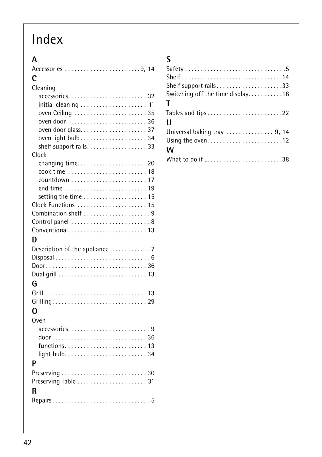 Electrolux B1100-3 manual Index, Cleaning 