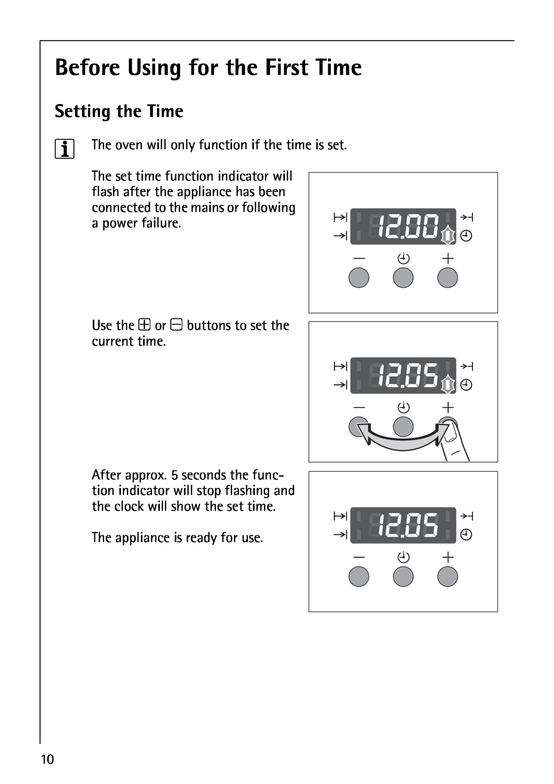 Electrolux B1100-3 manual Before Using for the First Time, Setting the Time 