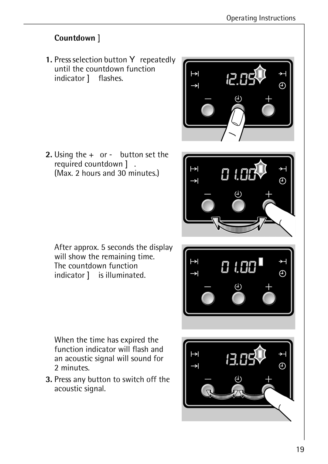 Electrolux B1180-1 manual Countdown 