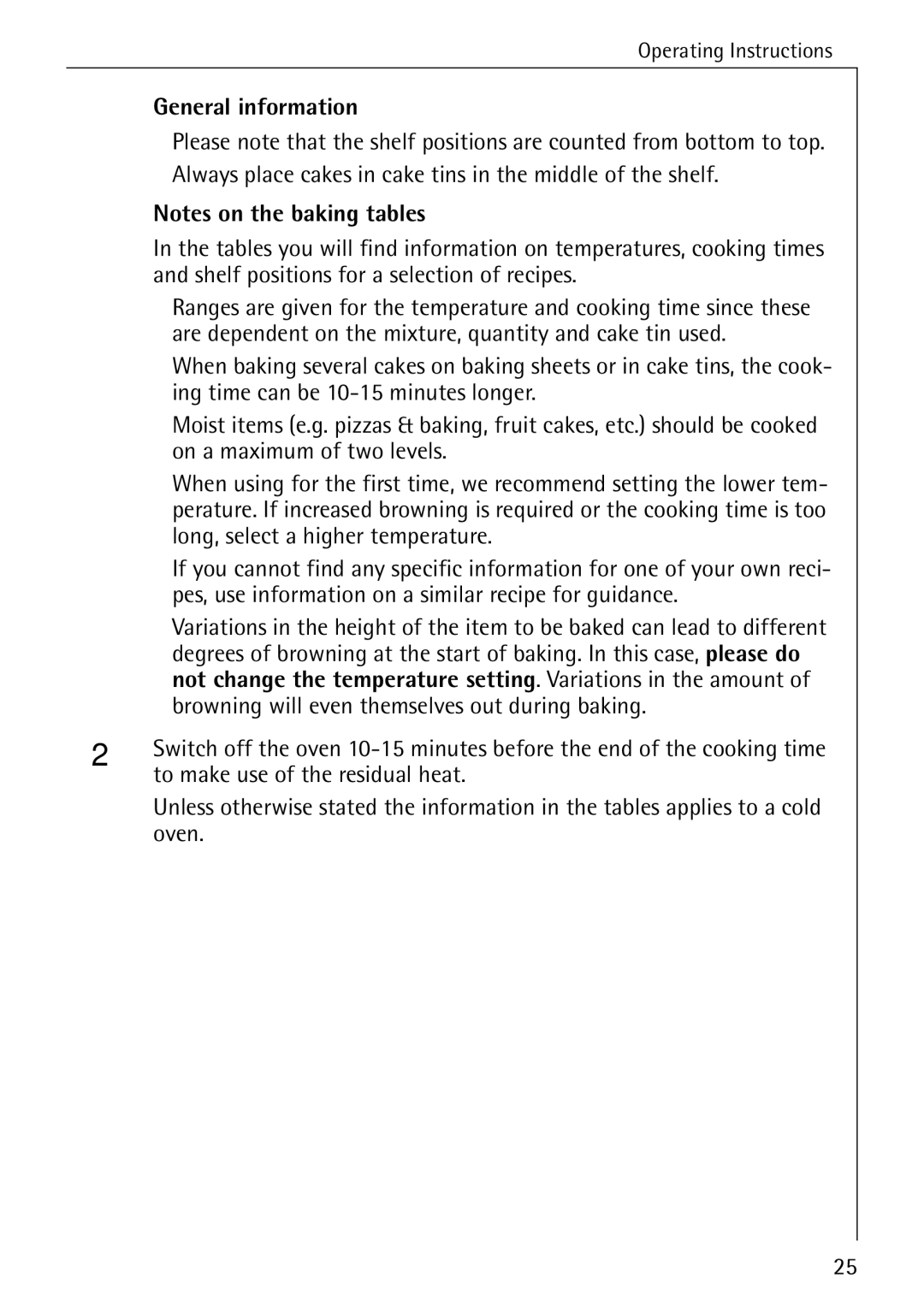 Electrolux B1180-1 manual General information, To make use of the residual heat 