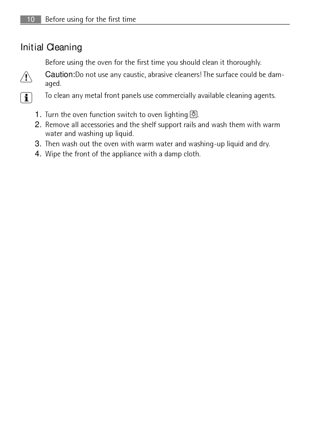 Electrolux B2100-5 user manual Initial Cleaning 