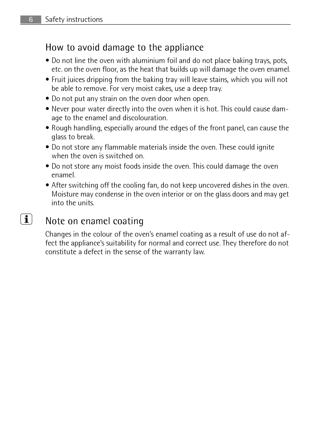 Electrolux B2100-5 user manual How to avoid damage to the appliance 