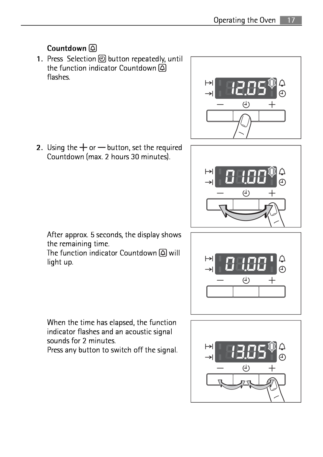 Electrolux B2100-5 user manual Countdown 