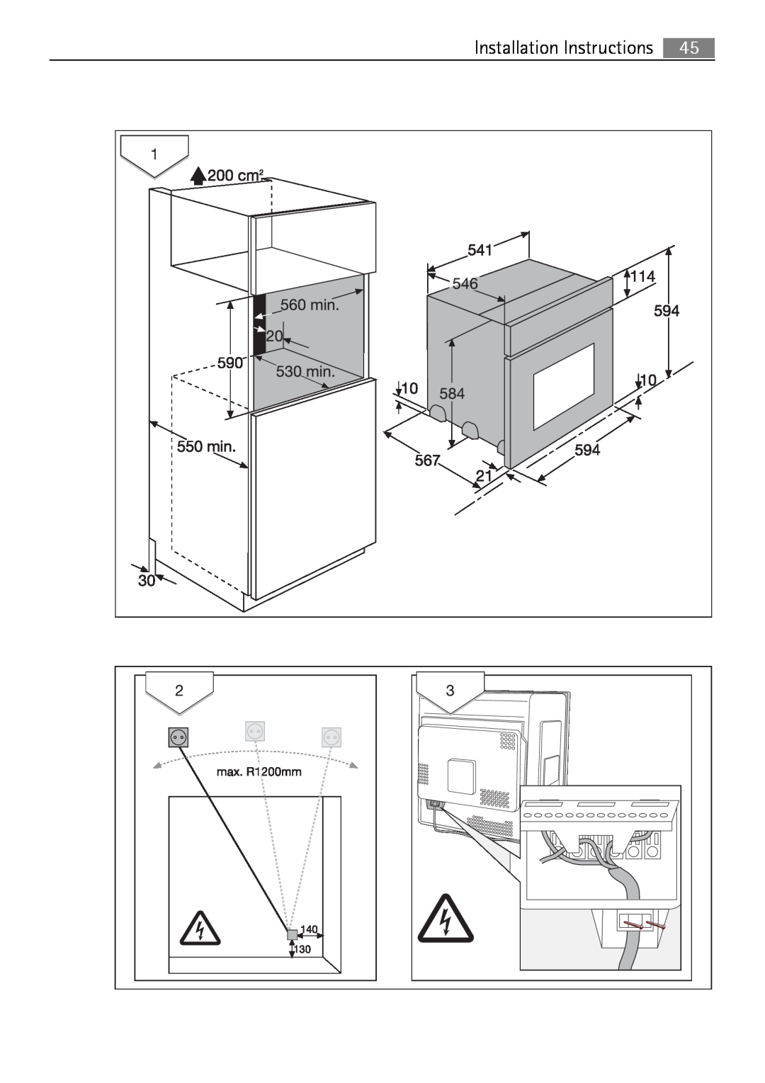 Electrolux B2100-5 user manual Installation Instructions 