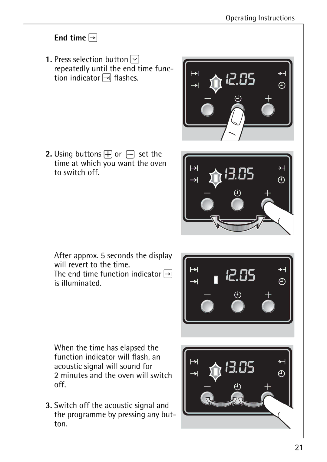 Electrolux B2190-1 manual End time, Tion indicator flashes 