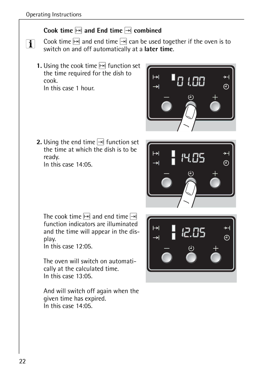 Electrolux B2190-1 manual Cook time and End time combined, Switch on and off automatically at a later time 