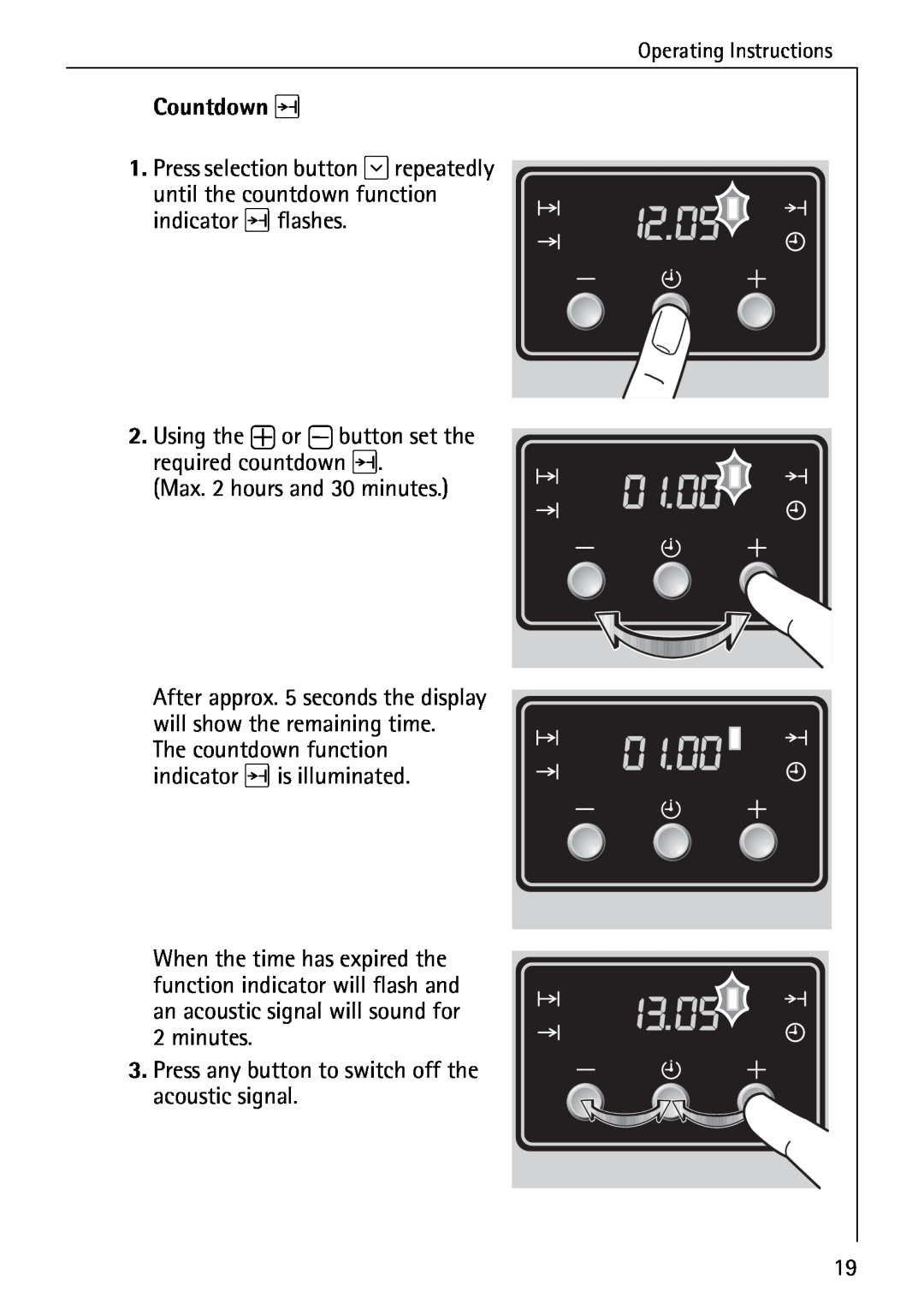 Electrolux B2190-1 manual Countdown, indicator flashes 