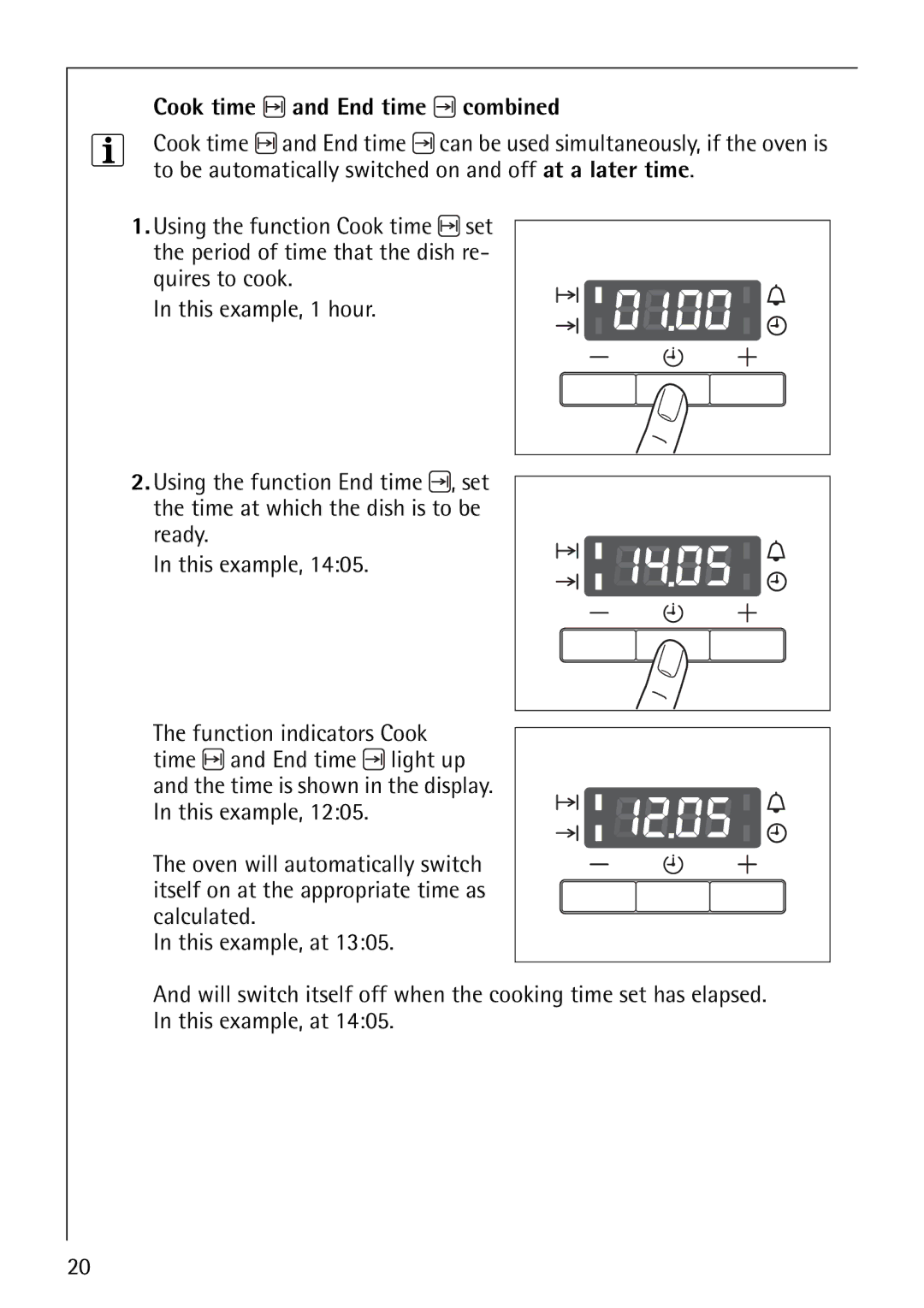 Electrolux B3101-4 manual Cook time and End time combined 