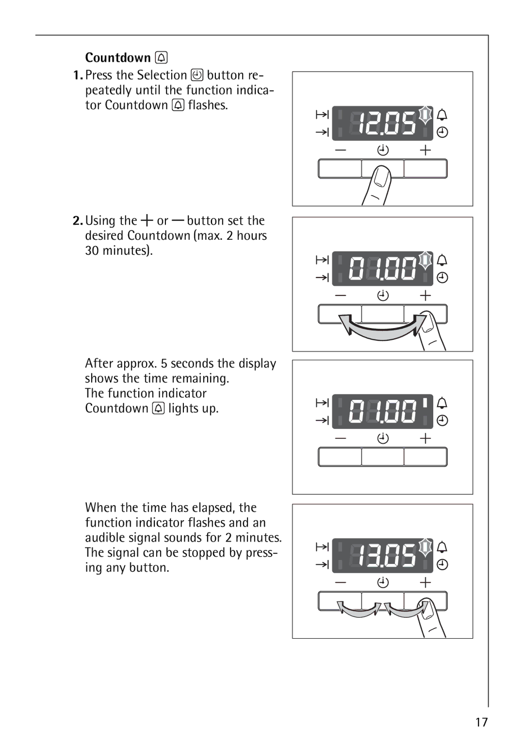 Electrolux B3150-4 manual Countdown 