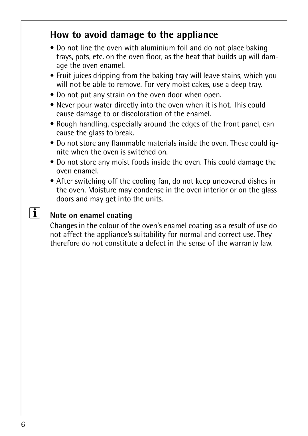 Electrolux B3150-4 manual How to avoid damage to the appliance 