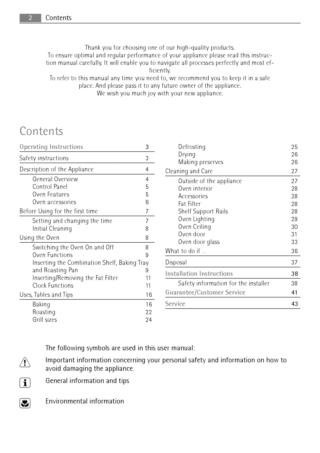 Electrolux B3151-5 user manual Contents 