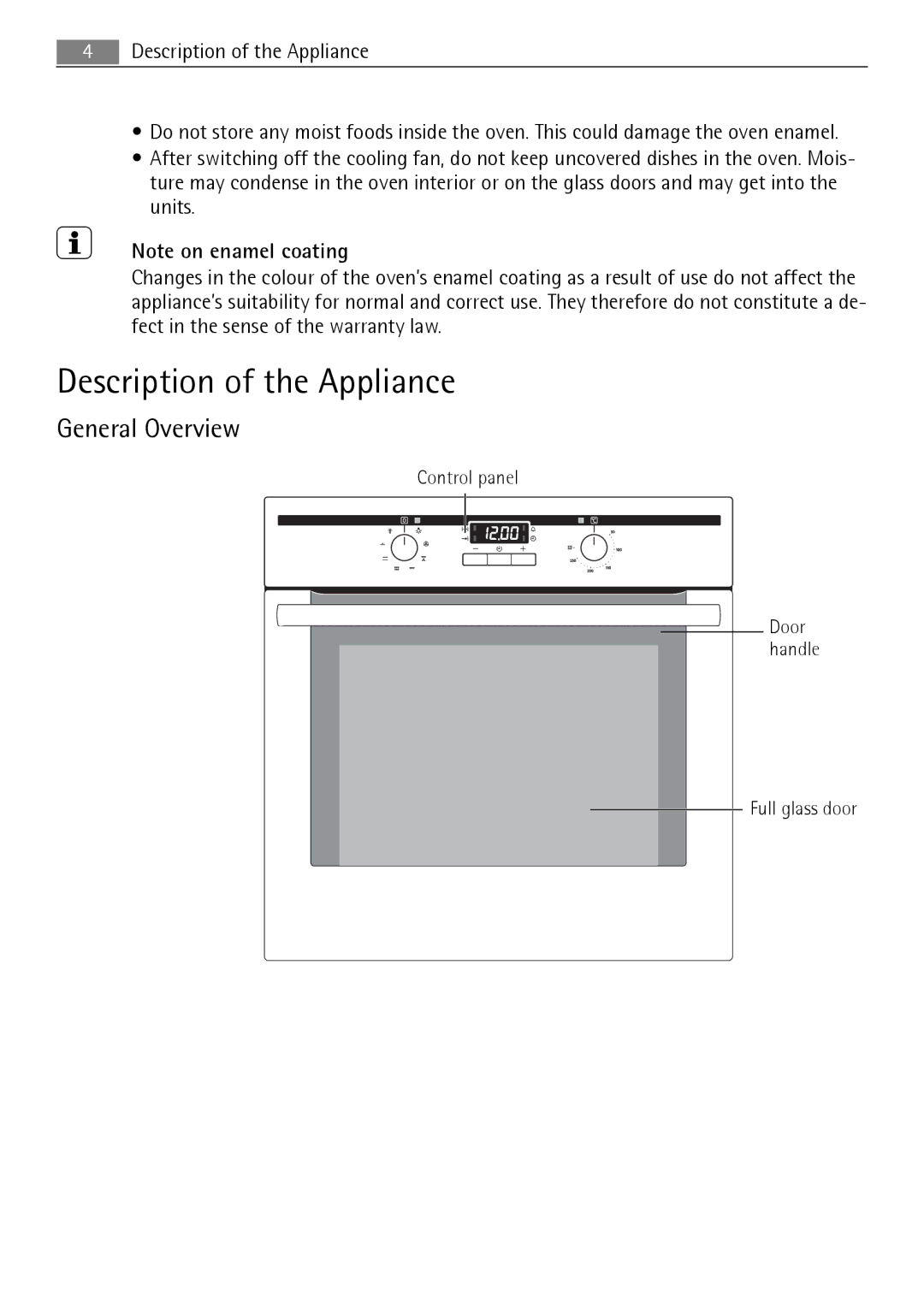 Electrolux B3151-5 user manual Description of the Appliance, General Overview 