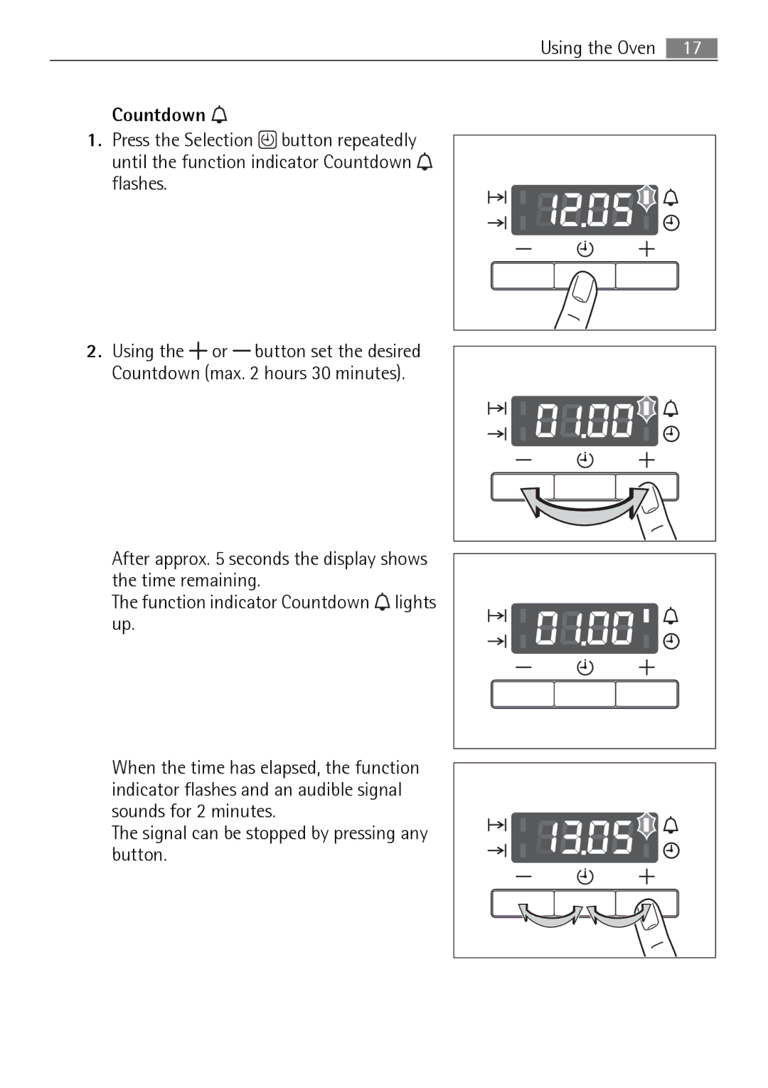 Electrolux B3301-5 user manual Countdown 