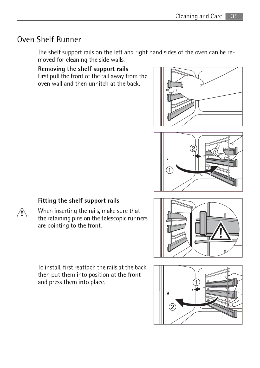 Electrolux B3301-5 user manual Oven Shelf Runner 