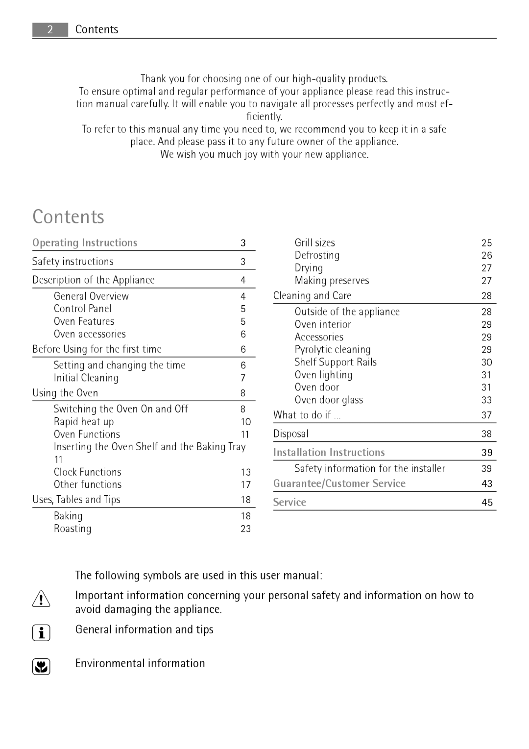 Electrolux B3741-5 user manual Contents 