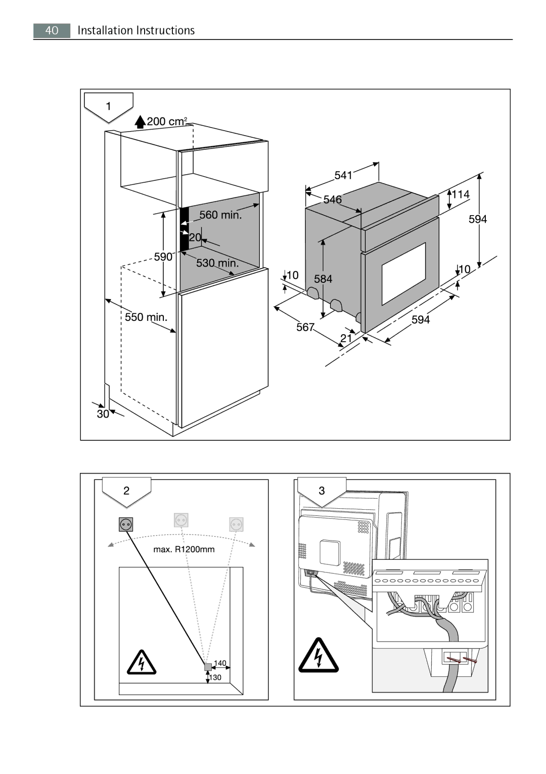 Electrolux B3741-5 user manual Installation Instructions 