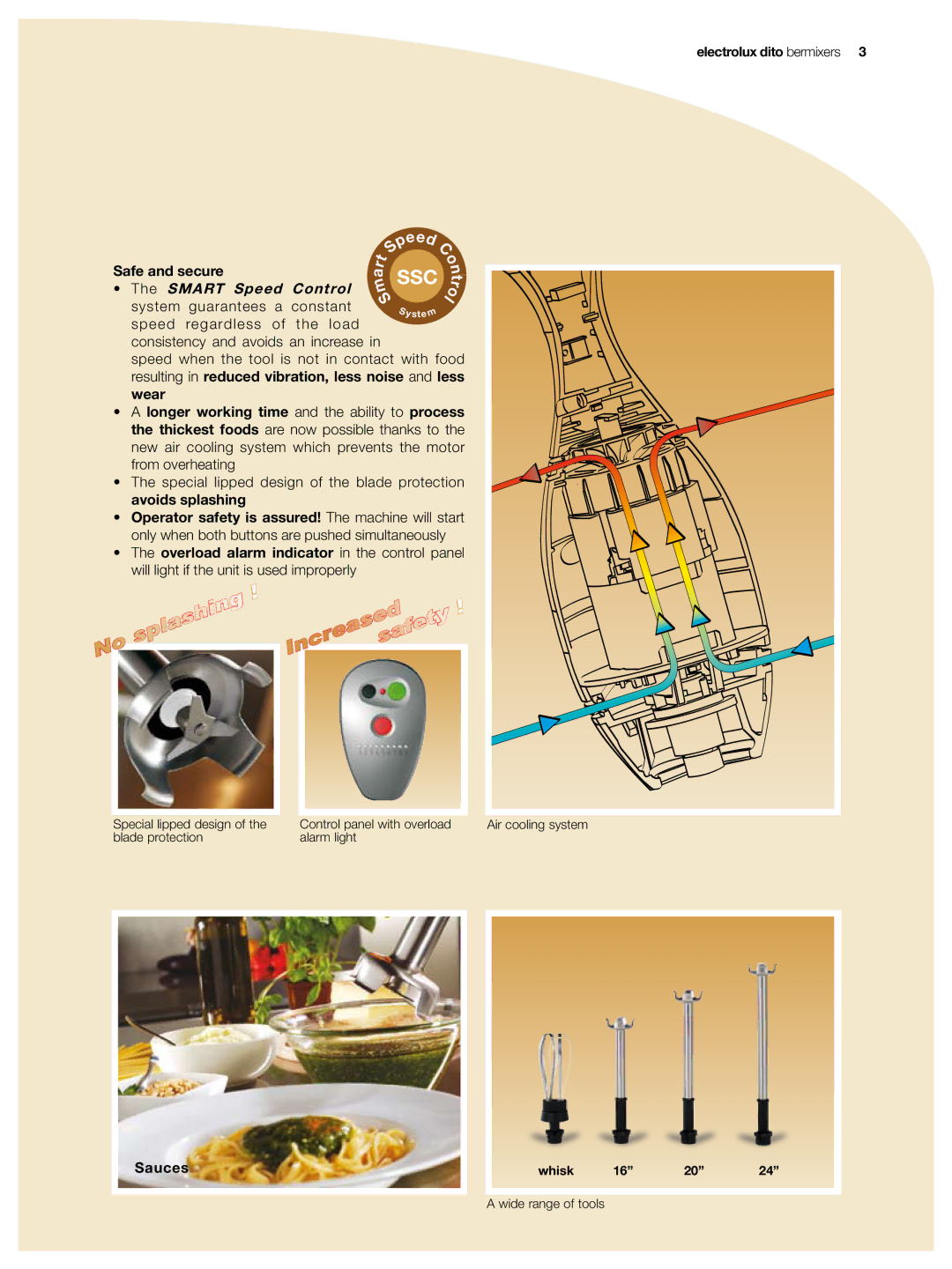 Electrolux B3T65W45U, B3T65W35U, B3T55W66U, B3T55W45U, B3T65W66U, B3T55W35U, B3T45W66U, B3T45W35U Splashing, Increased Safety 