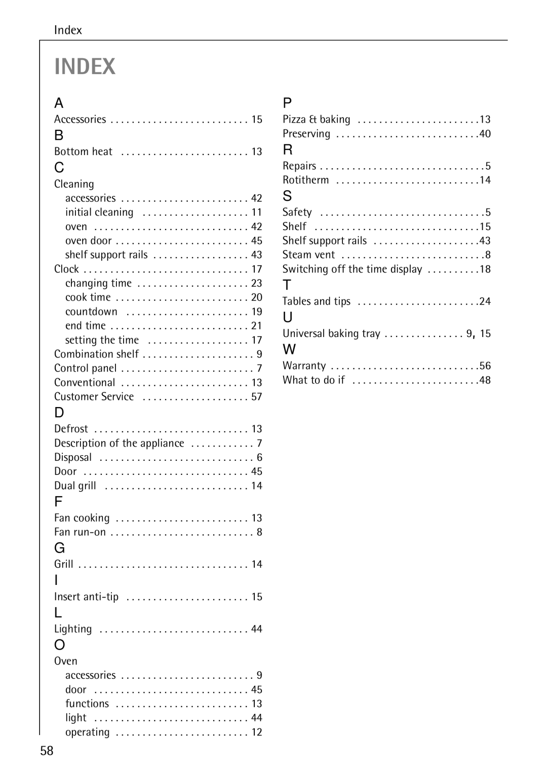 Electrolux B4100-1 manual Index 