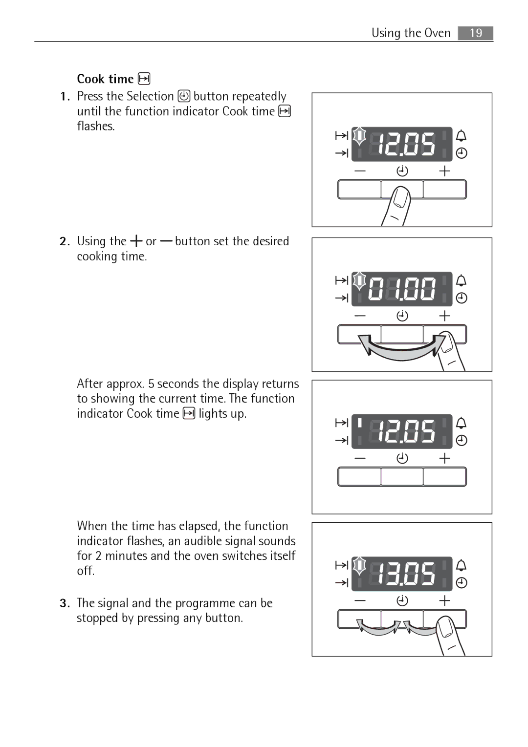 Electrolux B41012-5 user manual For 2 minutes and the oven switches itself off 