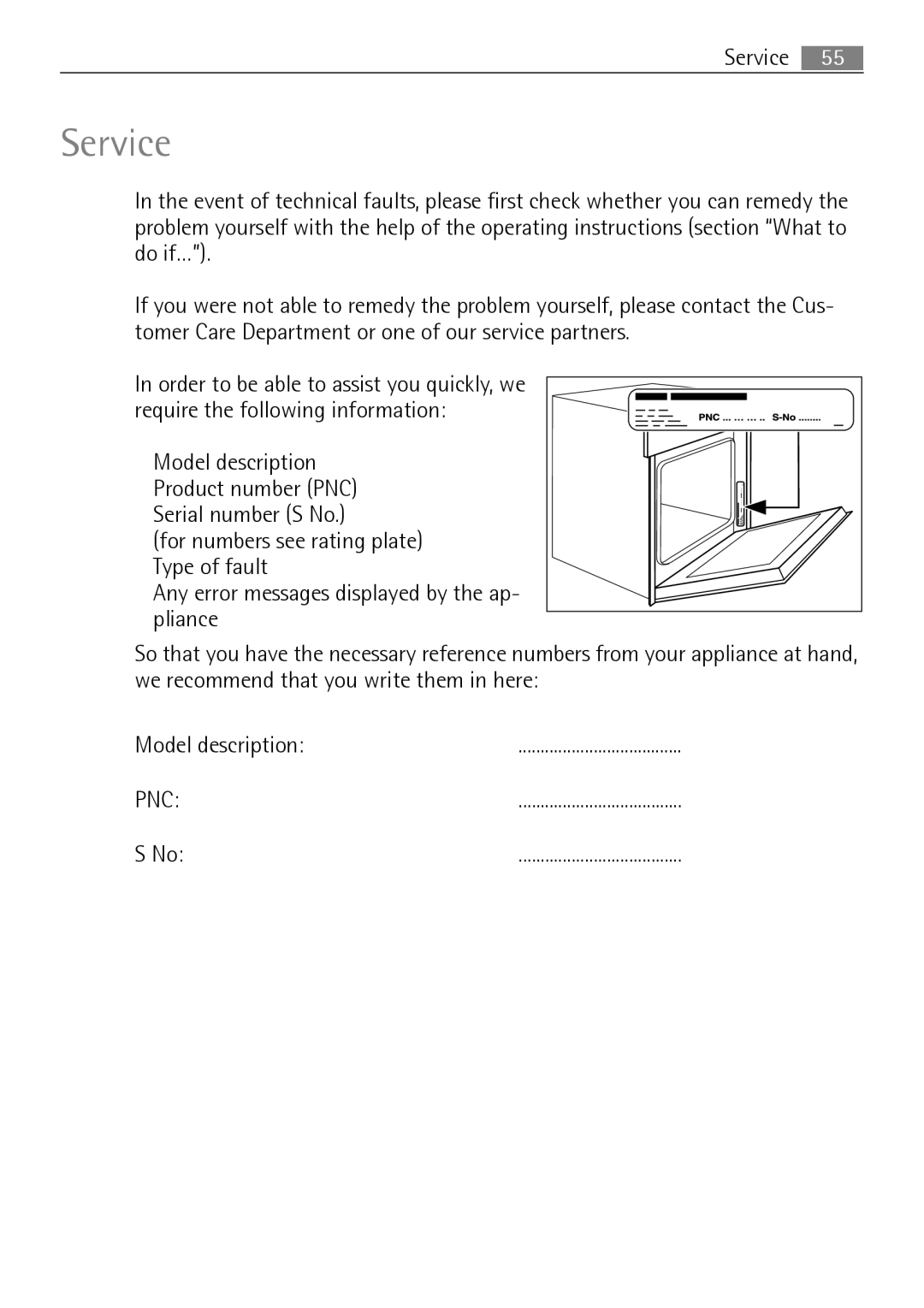 Electrolux B41012-5 user manual Service 