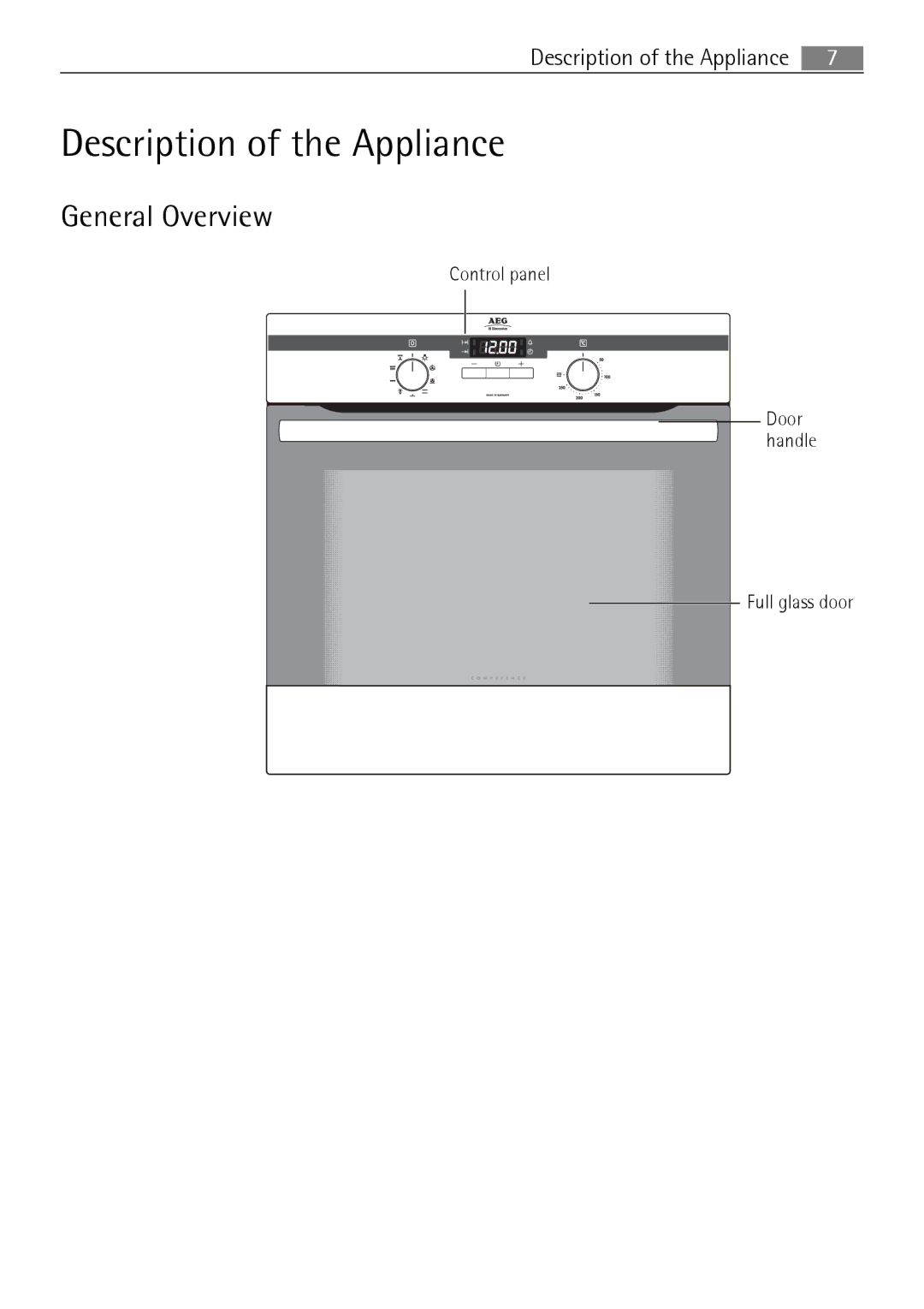 Electrolux B41012-5 user manual Description of the Appliance, General Overview 